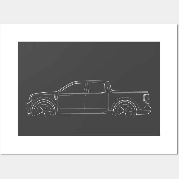 Ford Maverick Pickup - profile stencil, white Wall Art by mal_photography